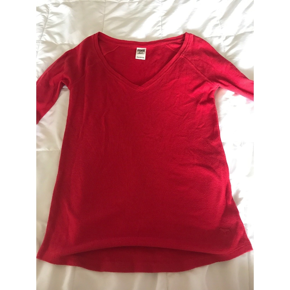 VS PINK knit style casual long sleeve‎ pink shirt size XS Extra Small Red